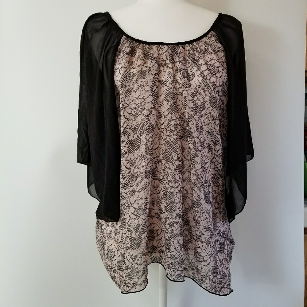 Gold Glam Large Black Pink Snake Skin Flouncy Blou